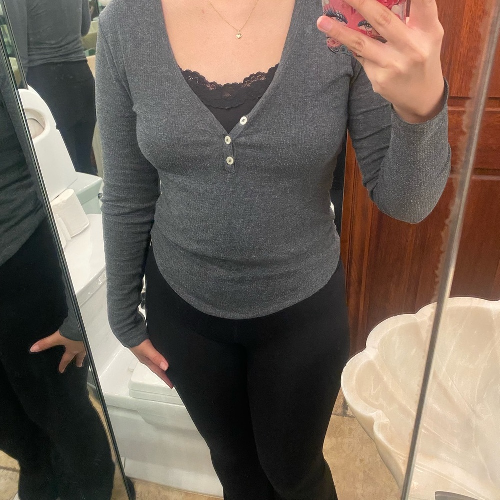 Gray Long Sleeve Women's Top